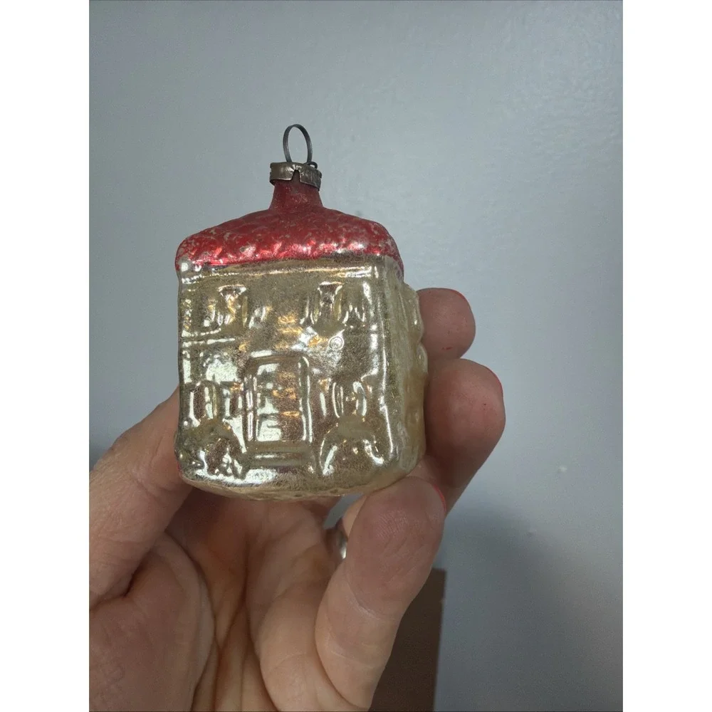 Antique Germany Mercury Glass Christmas Figural Ornament Cottage House